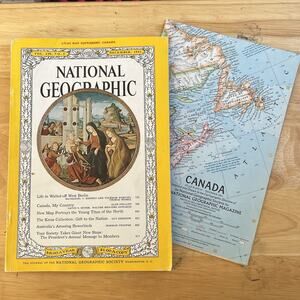Vintage National Geographic Magazine December 1961 With Canadian Map Insert